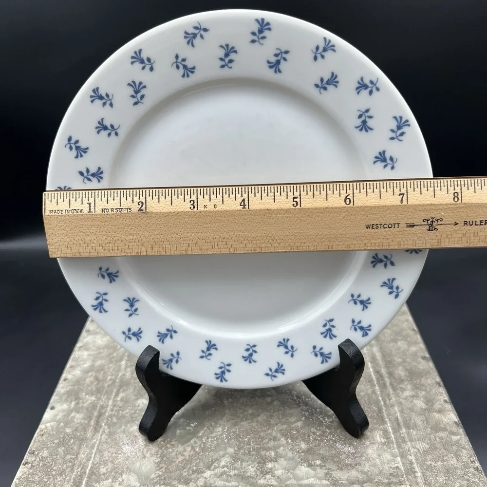 Vintage Pillivuyt France Blue Floral Sprig Porcelain Salad Plate 7.5